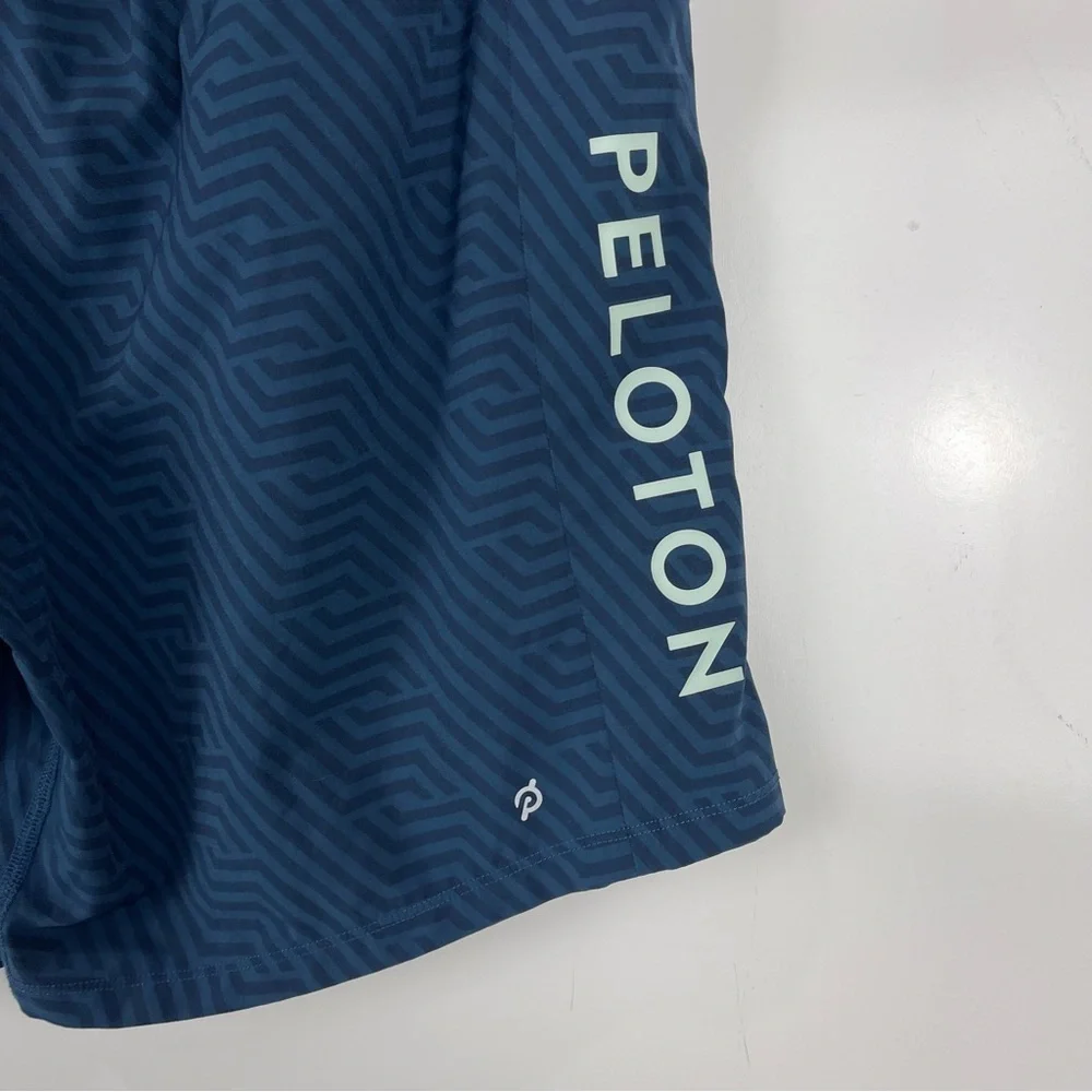 Peloton Turin Shorts Blue Logo Athletic Lined Men's Size Large 8